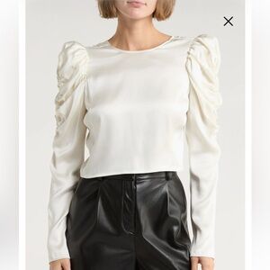 NWT Frame 100% Silk Backless Long Sleeve Shirt Ruffle Sleeve Size M